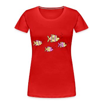 Fische Wasser Meer Graffiti Kinderzeichnung Natur - Frauen Premium Bio T-Shirt - Rot - Vorne - Mia (176cm)