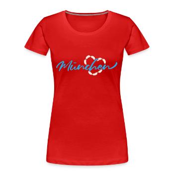 Mein Herz schlägt für München - Blau - Frauen Premium Bio T-Shirt - Rot - Vorne - Mia (176cm)