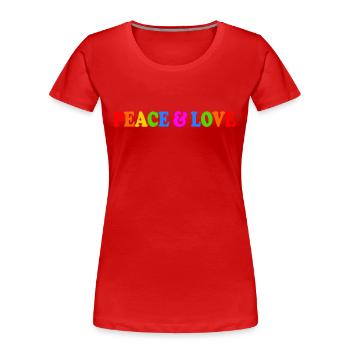 Peace and love - T-shirt bio Premium Femme - rouge - Devant - Mia (176cm)