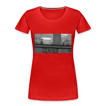 Versteckt hinter Glas - Frauen Premium Bio T-Shirt - Rot - Vorne - Mia (176cm)
