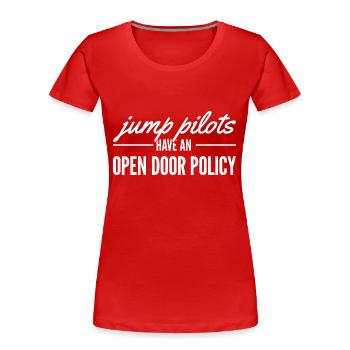 Jump Pilots Have an Open Door Policy - Skydiving - Women's Premium Organic T-Shirt - red - Front - Mia (176cm)