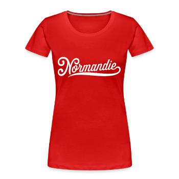 Normandie - T-shirt bio Premium Femme - rouge - Devant - Mia (176cm)