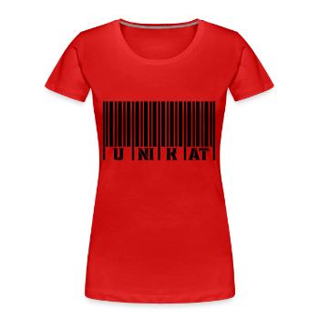 Code-barres unique - T-shirt bio Premium Femme - rouge - Devant - Mia (176cm)