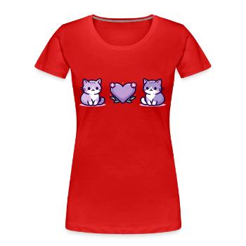 Cats with a big heart - Women's Premium Organic T-Shirt - red - Front - Mia (176cm)