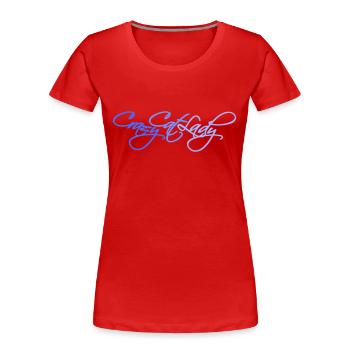Chat fou Dame Texte Folle Femme Chats Amour - T-shirt bio Premium Femme - rouge - Devant - Mia (176cm)