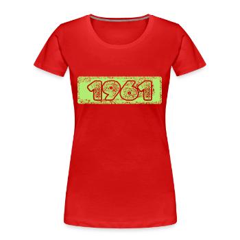 Zahl 1961 - Frauen Premium Bio T-Shirt - Rot - Vorne - Mia (176cm)