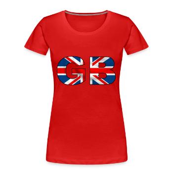 GB Union Jack - Frauen Premium Bio T-Shirt - Rot - Vorne - Mia (176cm)