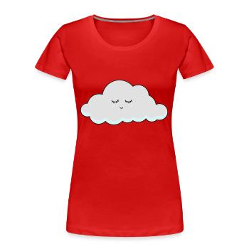 Schlaf Wolke mit Wimpern - Frauen Premium Bio T-Shirt - Rot - Vorne - Mia (176cm)