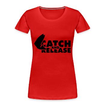 catch and release - Women's Premium Organic T-Shirt - red - Front - Mia (176cm)