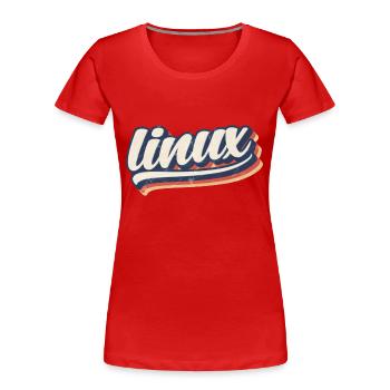 | Linux logo rétro vintage - T-shirt bio Premium Femme - rouge - Devant - Mia (176cm)