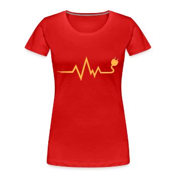 Electrician Heartbeat Cable - Women's Premium Organic T-Shirt - red - Front - Mia (176cm)