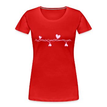 pinke herzen herz liebe linie wellen - Frauen Premium Bio T-Shirt - Rot - Vorne - Mia (176cm)