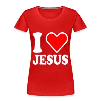 I love jesus - Frauen Premium Bio T-Shirt - Rot - Vorne - Mia (176cm)
