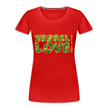 Herbal Love Mustard - Women's Premium Organic T-Shirt - red - Front - Mia (176cm)