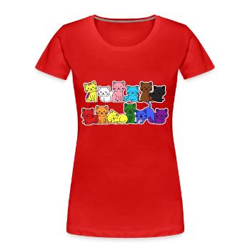 Pride Progress Flag Cat for Equality - Women's Premium Organic T-Shirt - red - Front - Mia (176cm)