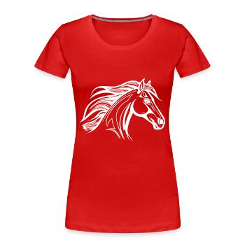 Cheval robuste à crinière étalon équestre - T-shirt bio Premium Femme - rouge - Devant - Mia (176cm)