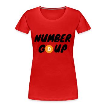 Krypto Number Go Up BTC Bitcoin - Frauen Premium Bio T-Shirt - Rot - Vorne - Mia (176cm)
