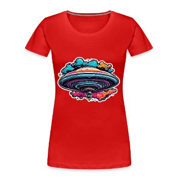 Alien / Raumschiff / Ufo / Area 51 / All / Mars - Frauen Premium Bio T-Shirt - Rot - Vorne - Mia (176cm)