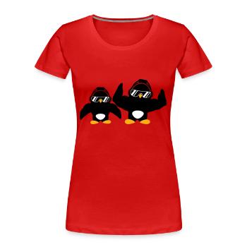2 Penguins Bodybuilder Sunglasses Headphones Team - Women's Premium Organic T-Shirt - red - Front - Mia (176cm)