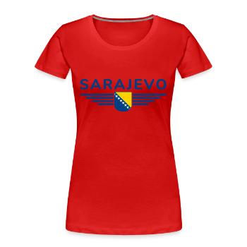 Sarajevo Bosnie Fan T-Shirt - T-shirt bio Premium Femme - rouge - Devant - Mia (176cm)