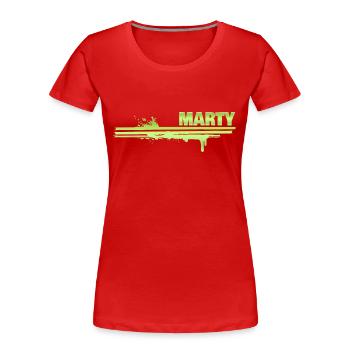 Marty als Farbklecks - Frauen Premium Bio T-Shirt - Rot - Vorne - Mia (176cm)