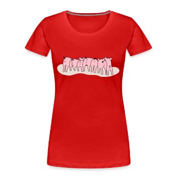 Entzückende Ferkel von hinten - Frauen Premium Bio T-Shirt - Rot - Vorne - Mia (176cm)
