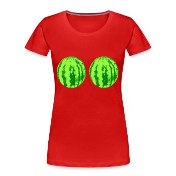 Melonen - Frauen Premium Bio T-Shirt - Rot - Vorne - Mia (176cm)