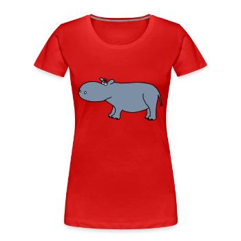 Nilpferd - Frauen Premium Bio T-Shirt - Rot - Vorne - Mia (176cm)