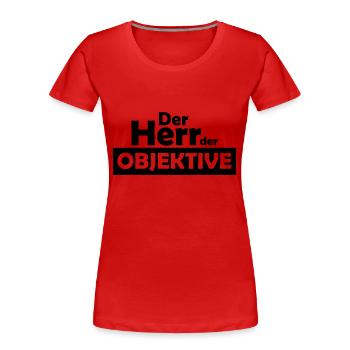 Der Herr der objektive - Frauen Premium Bio T-Shirt - Rot - Vorne - Mia (176cm)