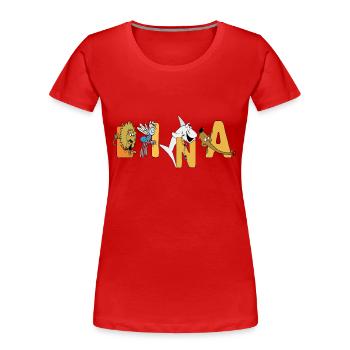 Lina - T-shirt bio Premium Femme - rouge - Devant - Mia (176cm)