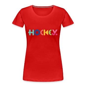 HOCKEY Schriftzug - Frauen Premium Bio T-Shirt - Rot - Vorne - Mia (176cm)