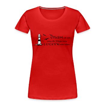 Sturm und Locken - Frauen Premium Bio T-Shirt - Rot - Vorne - Mia (176cm)