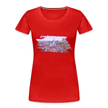 Roma Rome Rom - Frauen Premium Bio T-Shirt - Rot - Vorne - Mia (176cm)