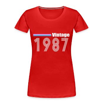 1987 - Women's Premium Organic T-Shirt - red - Front - Mia (176cm)