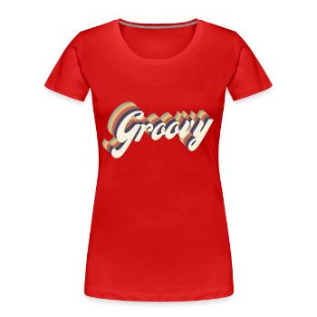 Vintage Groovy - Frauen Premium Bio T-Shirt - Rot - Vorne - Mia (176cm)