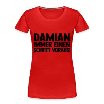 Vorname Damian - Frauen Premium Bio T-Shirt - Rot - Vorne - Mia (176cm)