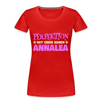 Nom de la femme Annalea - T-shirt bio Premium Femme - rouge - Devant - Mia (176cm)