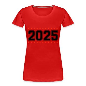 2025 - T-shirt bio Premium Femme - rouge - Devant - Mia (176cm)