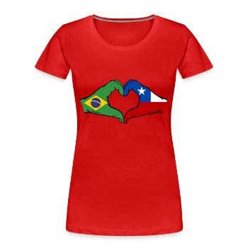 Brasilien Chile Flagge Haende Herzform - Frauen Premium Bio T-Shirt - Rot - Vorne - Mia (176cm)
