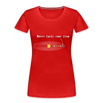 Planet Space Farts Fart Shirt cadeau drôle - T-shirt bio Premium Femme - rouge - Devant - Mia (176cm)