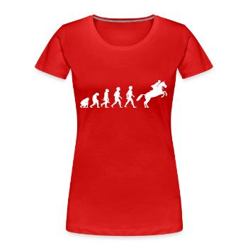 Evolution Equestre Equitation Equestre Equestre - T-shirt bio Premium Femme - rouge - Devant - Mia (176cm)