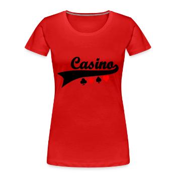 Casino - Poker Blackjack Roulette - Glücksspiel - Frauen Premium Bio T-Shirt - Rot - Vorne - Mia (176cm)