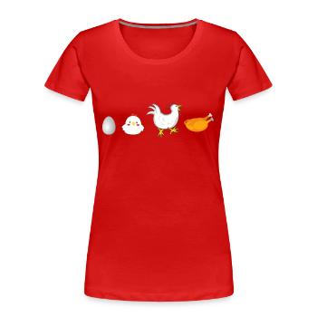 evolution Egg Hühnerhahn Henne original - Frauen Premium Bio T-Shirt - Rot - Vorne - Mia (176cm)