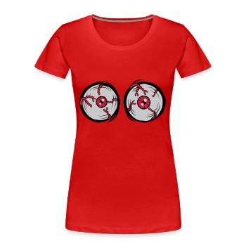 Crazy Horror Monster Augen - Frauen Premium Bio T-Shirt - Rot - Vorne - Mia (176cm)