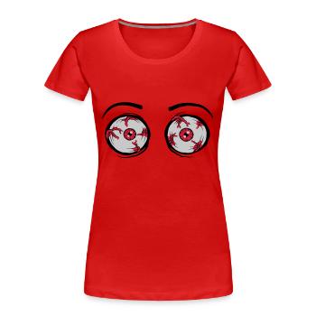2 yeux effrayants et fous - T-shirt bio Premium Femme - rouge - Devant - Mia (176cm)