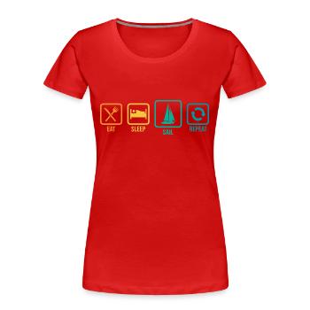 Eat Sleep Sail Repeat Sailor Skipper Captain Sailb - Frauen Premium Bio T-Shirt - Rot - Vorne - Mia (176cm)