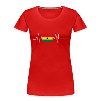 Ghana Flagge Herzschlag - Frauen Premium Bio T-Shirt - Rot - Vorne - Mia (176cm)
