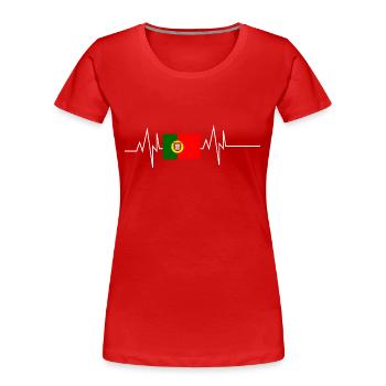Portugal Flagge Herzschlag - Frauen Premium Bio T-Shirt - Rot - Vorne - Mia (176cm)