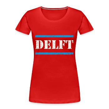 Delft - Frauen Premium Bio T-Shirt - Rot - Vorne - Mia (176cm)