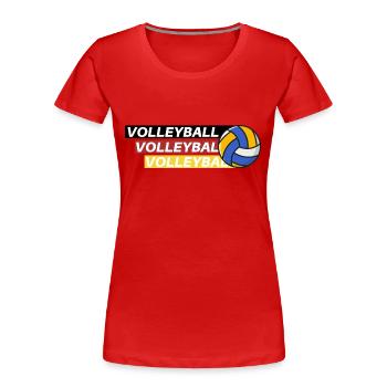 Volleyball Passion : Noir, Rouge, Or - T-shirt bio Premium Femme - rouge - Devant - Mia (176cm)